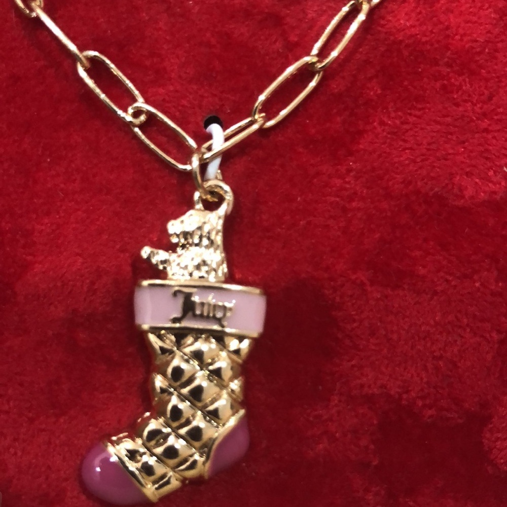 Juicy Couture pink stocking chain link necklace & pink heart shaped earrings set - Picture 13 of 14